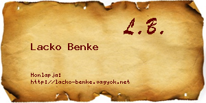 Lacko Benke névjegykártya