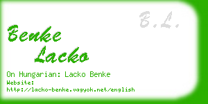 benke lacko business card